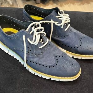 Cole Haan Navy Blue Oxfords with White Soles